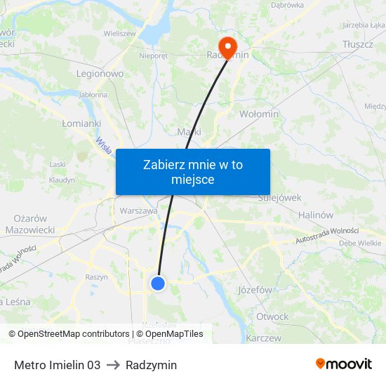 Metro Imielin 03 to Radzymin map