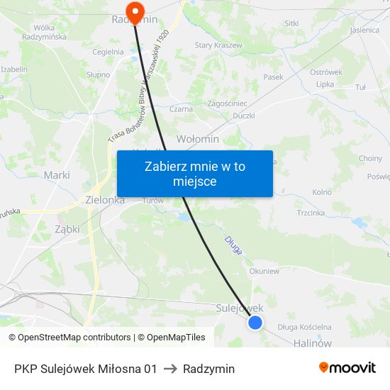 PKP Sulejówek Miłosna 01 to Radzymin map