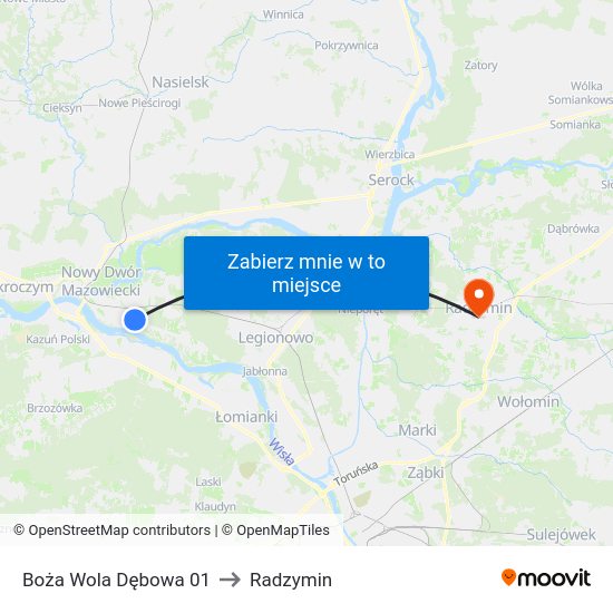 Boża Wola Dębowa to Radzymin map