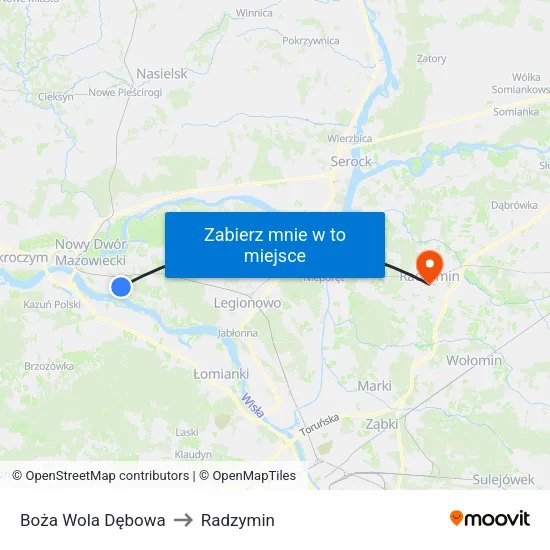 Boża Wola Dębowa to Radzymin map