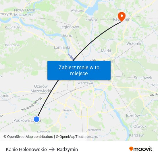 Kanie Helenowskie to Radzymin map