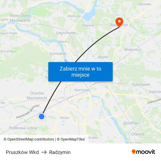 Pruszków Wkd to Radzymin map