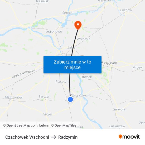 Czachówek Wschodni to Radzymin map