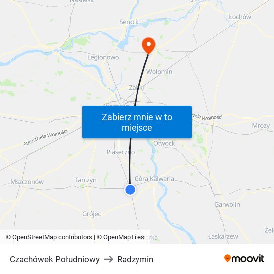 Czachówek Południowy to Radzymin map