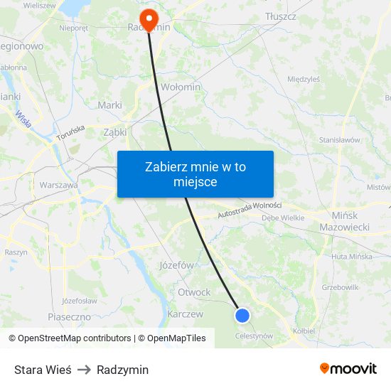 Stara Wieś to Radzymin map