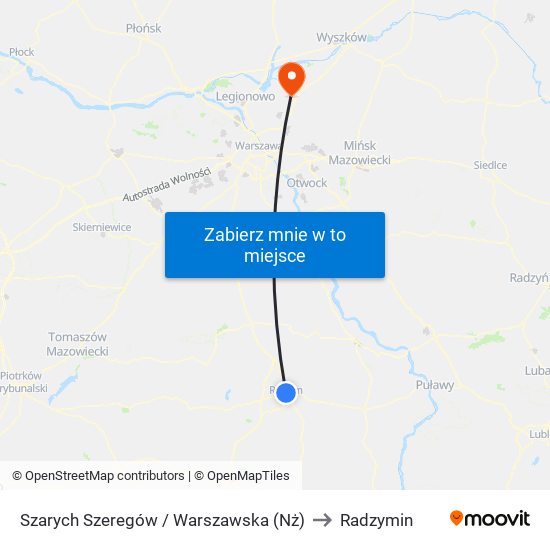 Szarych Szeregów / Warszawska (Nż) to Radzymin map