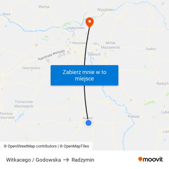 Witkacego / Godowska to Radzymin map