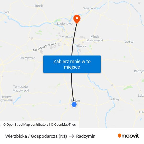 Wierzbicka / Gospodarcza (Nż) to Radzymin map