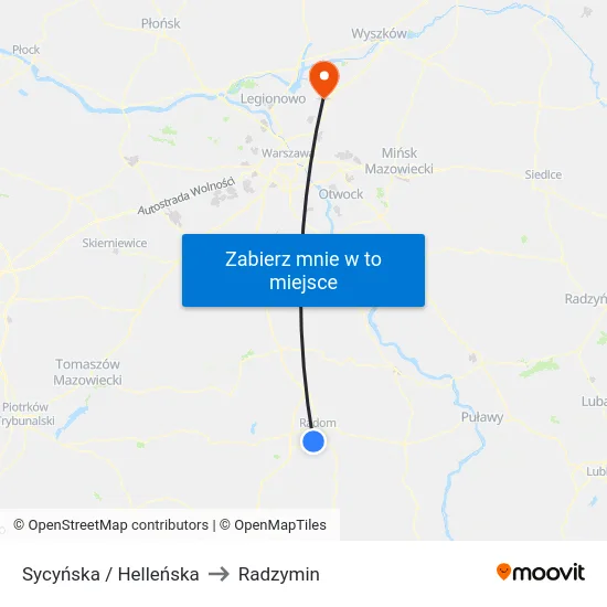 Sycyńska / Helleńska to Radzymin map