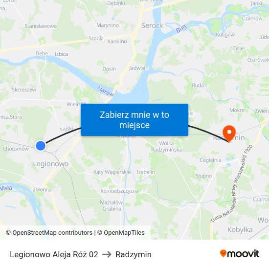 Legionowo Aleja Róż 02 to Radzymin map