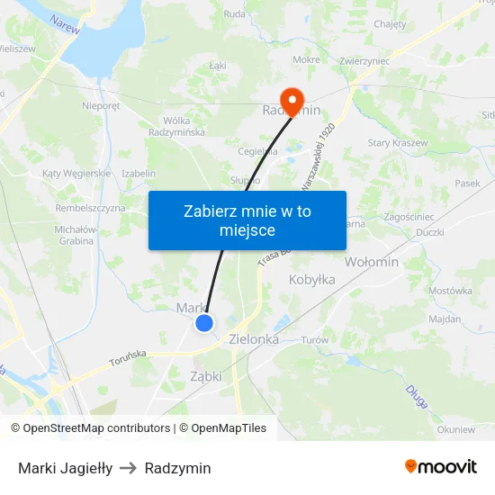Marki Jagiełły to Radzymin map