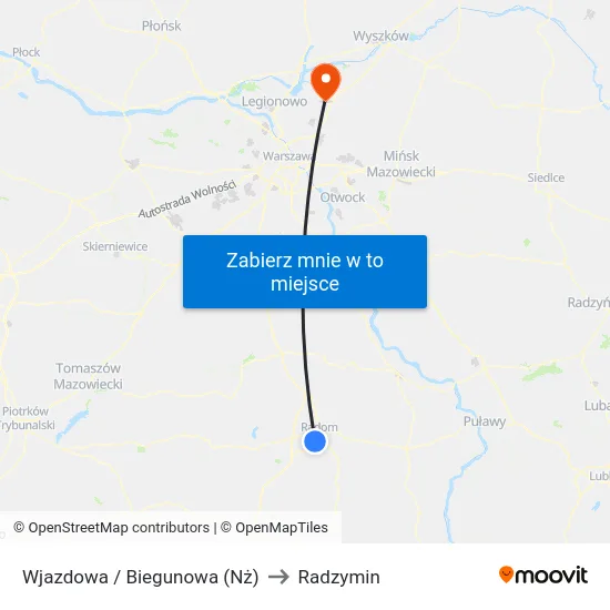 Wjazdowa / Biegunowa (Nż) to Radzymin map