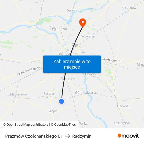 Prażmów Czołchańskiego 01 to Radzymin map