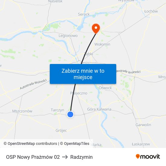 OSP Nowy Prażmów 02 to Radzymin map