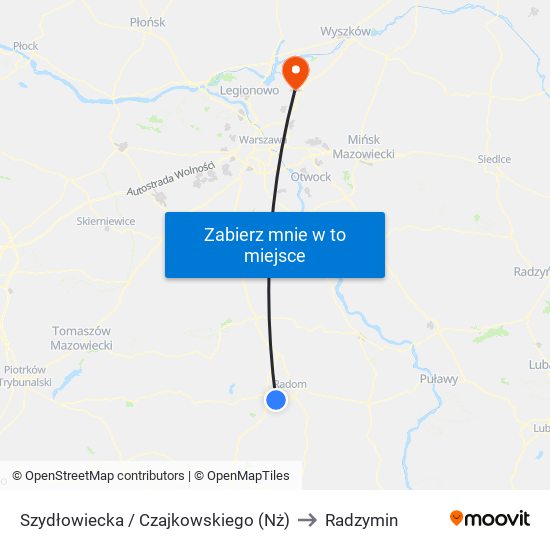 Szydłowiecka / Czajkowskiego  (Nż) to Radzymin map