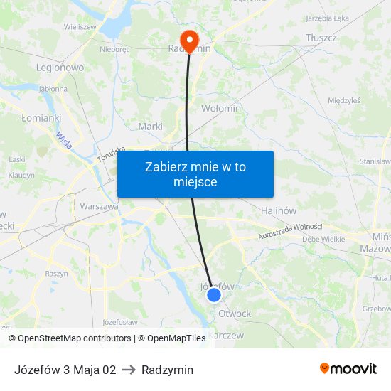 Józefów 3 Maja 02 to Radzymin map