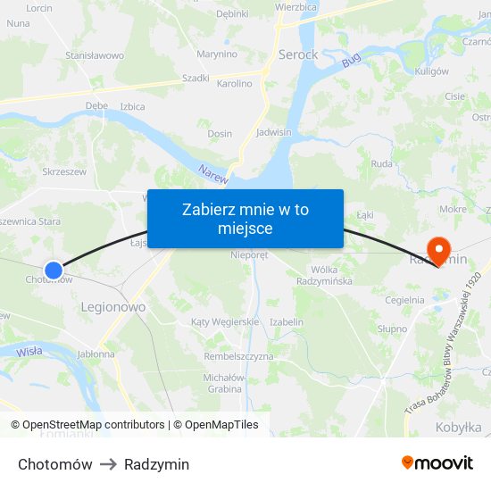 Chotomów to Radzymin map