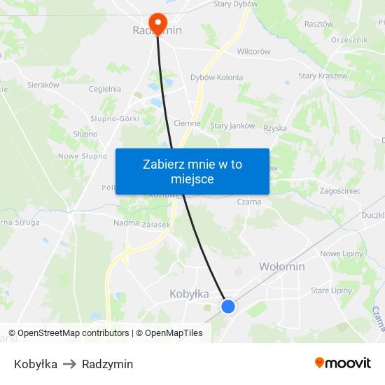 Kobyłka to Radzymin map