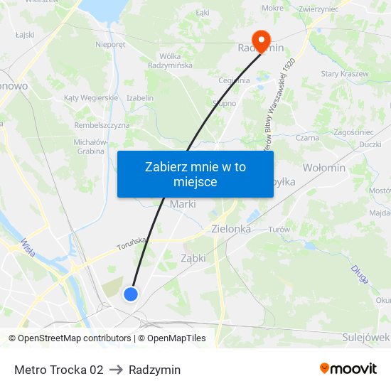 Metro Trocka 02 to Radzymin map