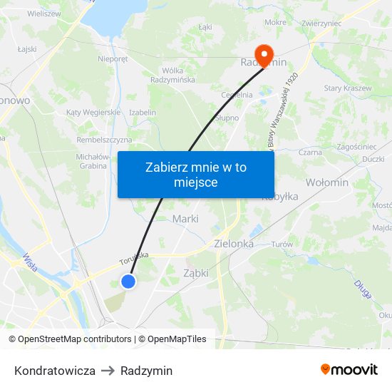 Kondratowicza to Radzymin map