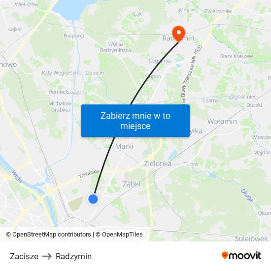 Zacisze to Radzymin map