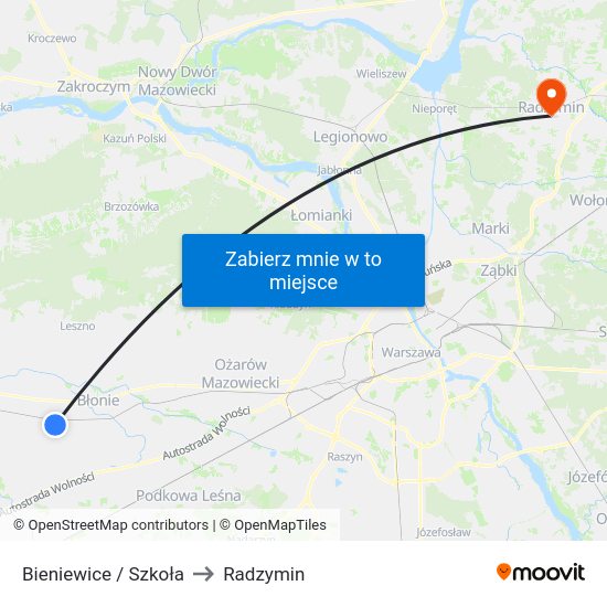 Bieniewice / Szkoła to Radzymin map