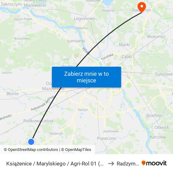 Książenice / Marylskiego / Agri-Rol 01 (Nż) to Radzymin map