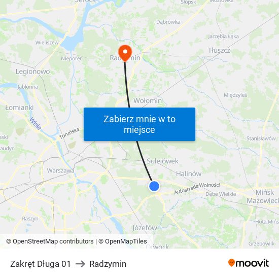 Zakręt Długa 01 to Radzymin map