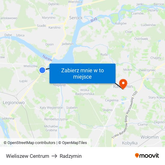 Wieliszew Centrum to Radzymin map