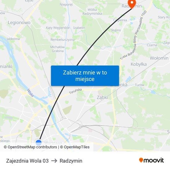 Zajezdnia Wola 03 to Radzymin map