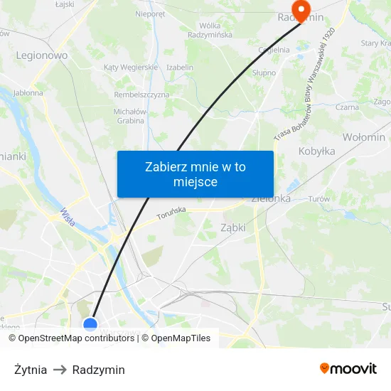 Żytnia to Radzymin map