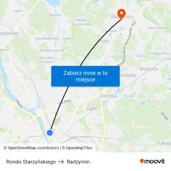 Rondo Starzyńskiego to Radzymin map