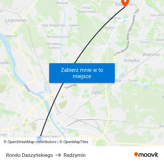 Rondo Daszyńskiego to Radzymin map