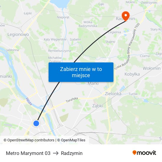 Metro Marymont 03 to Radzymin map