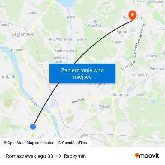 Romaszewskiego 03 to Radzymin map