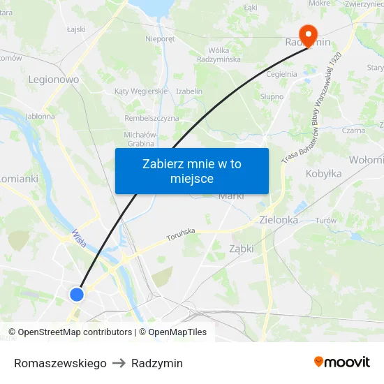 Romaszewskiego to Radzymin map