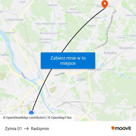 Żytnia 01 to Radzymin map