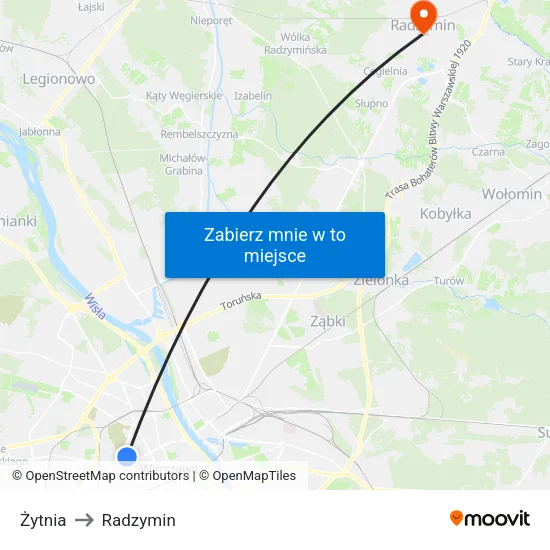 Żytnia to Radzymin map