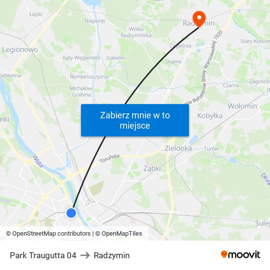 Park Traugutta 04 to Radzymin map