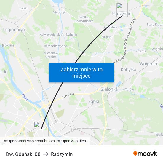 Dw. Gdański 08 to Radzymin map