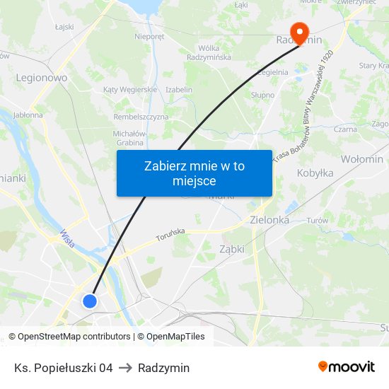 Ks. Popiełuszki 04 to Radzymin map