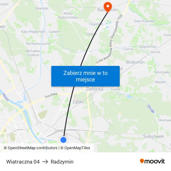 Wiatraczna 04 to Radzymin map