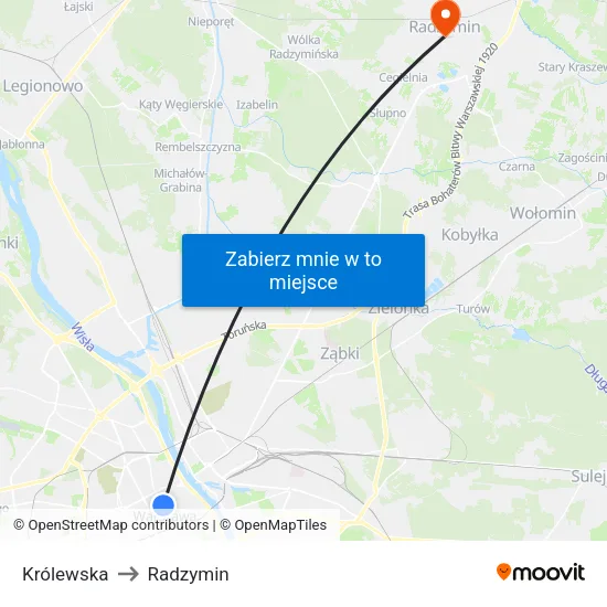 Królewska to Radzymin map