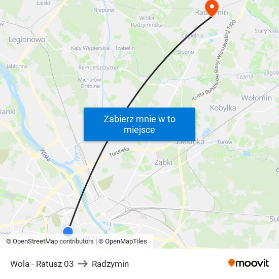 Wola - Ratusz 03 to Radzymin map