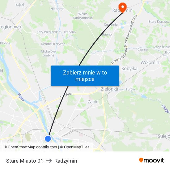 Stare Miasto 01 to Radzymin map