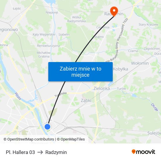 Pl. Hallera 03 to Radzymin map