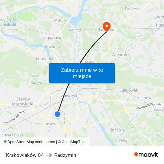 Krakowiaków 04 to Radzymin map