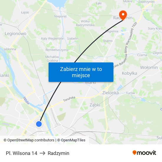 Pl. Wilsona 14 to Radzymin map