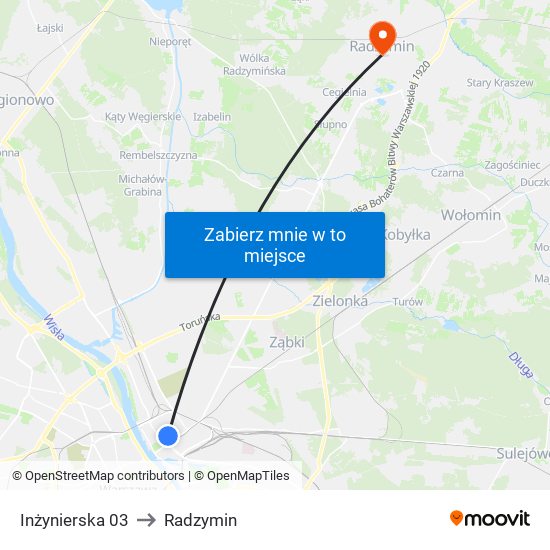 Inżynierska 03 to Radzymin map