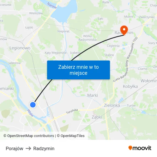 Porajów to Radzymin map